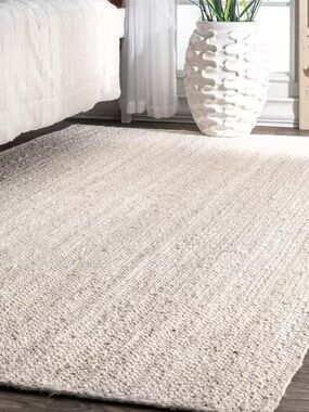 Neutral Cream Woven Area Rug - Brand